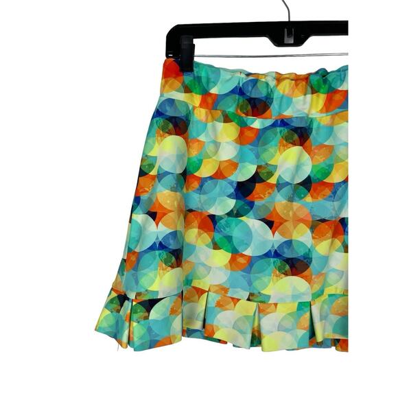 TZU TZU Samba Eclipse Skort Size L Pleat Ruffle Skirt Colorful Print Golf Pocket - Picture 3 of 9
